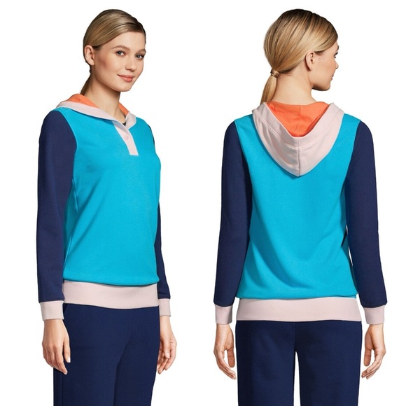 Lands End PLUS Size Women's Long Sleeve Serious Sweats Button Hoodie Large NEW - Picture 1 of 6